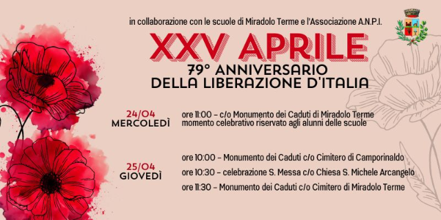 XXV Aprile - 79° anniversario della Liberazione d'Italia